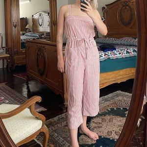 Marine Layer Pink Striped Jumpsuit Size Medium